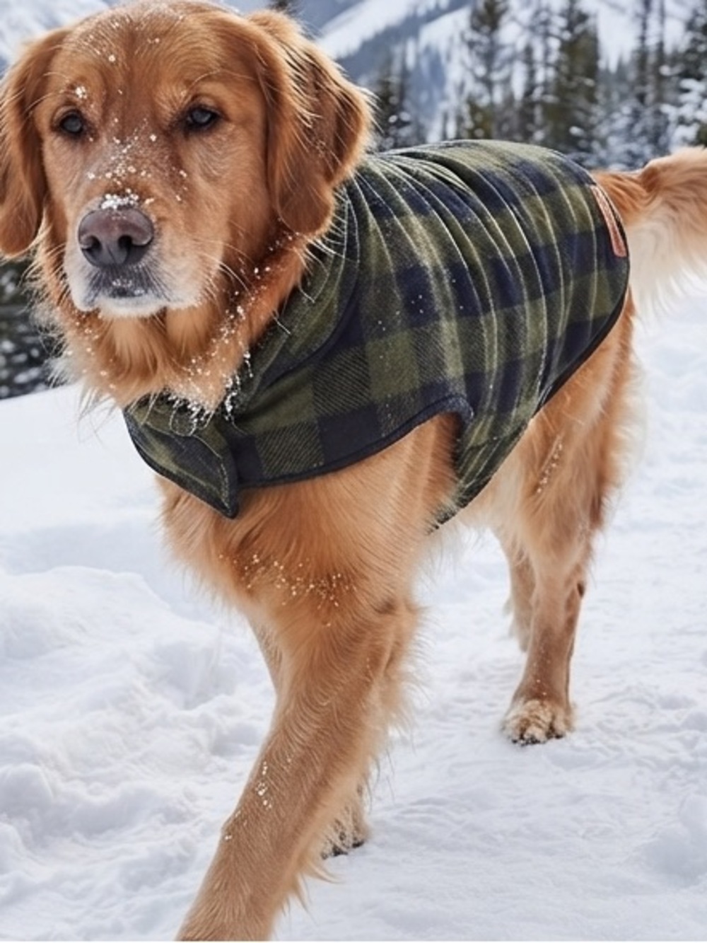 Eddie Bauer Olive Green Buffalo Plaid Dog Vest – Size Large – Cozy Winter Gear